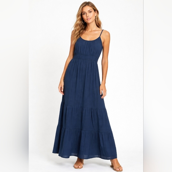 Pact Dresses & Skirts - Pact Coastal Double Gauze Cami Maxi Dress French Navy XL L NWT